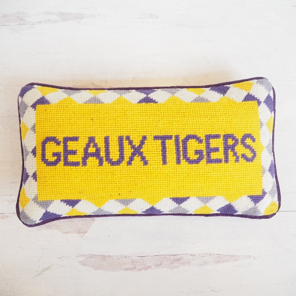 Needlepoint Louisiana State University Throw Pillow